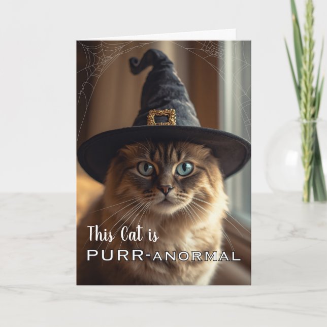 Denna katt är PURR-onormal med Halloween-häxkatten Kort (Framsida)