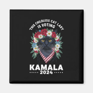 Denna kattdama utan barn röstar på Kamala Magnet