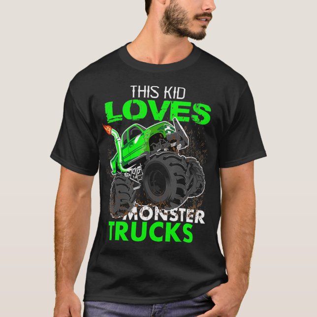 Denna Kid Kärlek Monster Lastbilar barns födelseda T Shirt (Framsida)