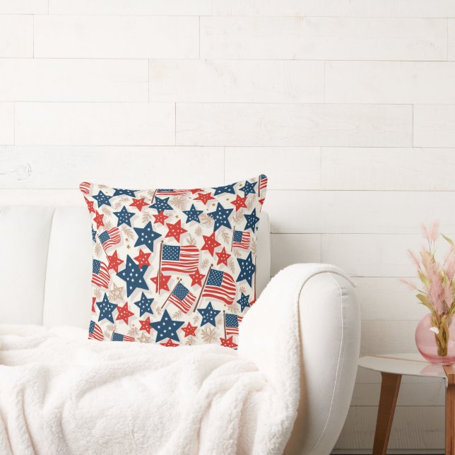 Denna kudde skildrar den nationella flagga. (Soffa)