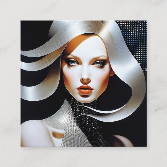 Denna kvinnas porträtt är minimal i båda färg fyrkantigt visitkort (Framsida)