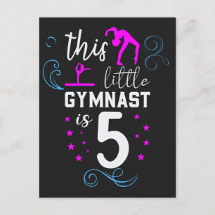 Denna lilla gymnast är 5 Flicka Födelsedag Vykort