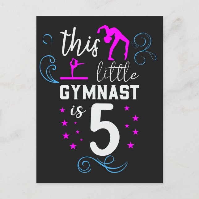 Denna lilla gymnast är 5 Flicka Födelsedag  Vykort (Framsida)