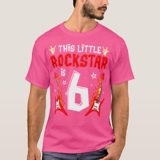 Denna Lille Rockstjärna är 6 Gitarr 6-års Födelsed T Shirt