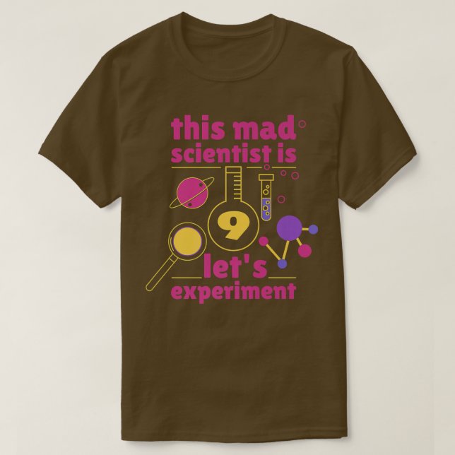 Denna mad Scientist är 9 födelsedag 9:e T Shirt (Design framsida)