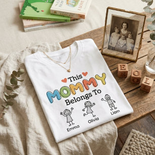 Denna Mamma Tillhör Färgglada Barn Namn Stil T Shirt