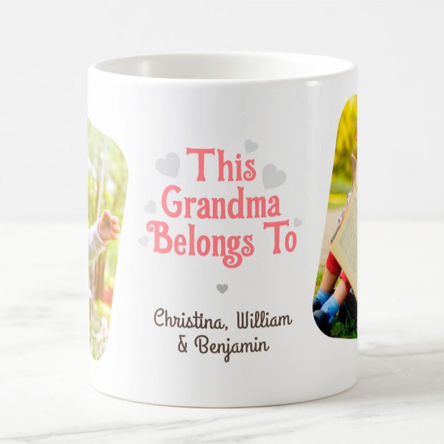 "Denna Mormor Tillhör" Anpassad Foto Kaffemugg (This Grandma Belongs To Kids' Names Custom Photo Coffee Mug)