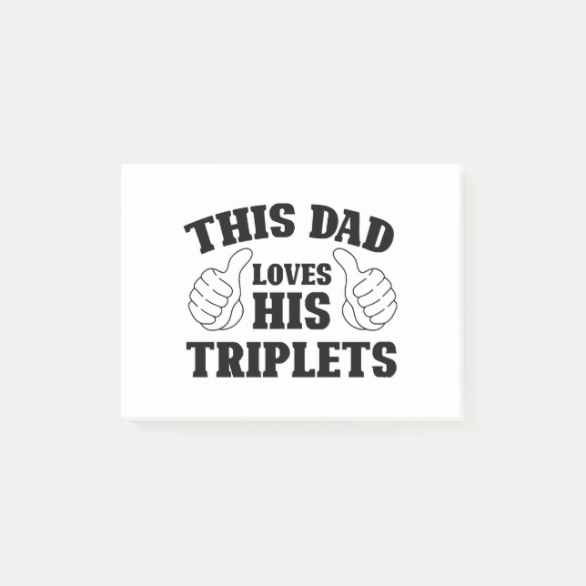 Denna pappa älskar sina trillingar - Present till  Post-it Block (Framsida)