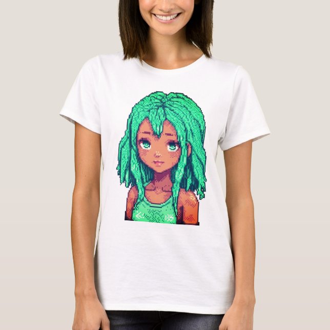 Denna pixel-art-figur, "Emerald Dreamer," utstråla T Shirt (Framsida)