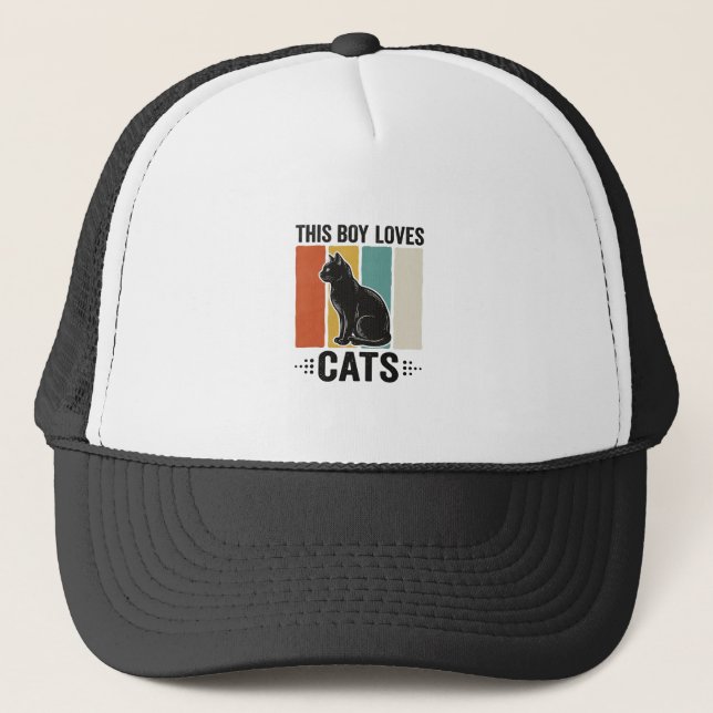 Denna Pojke Älskar Katter Retro Kattälskare Design Keps (Framsida)