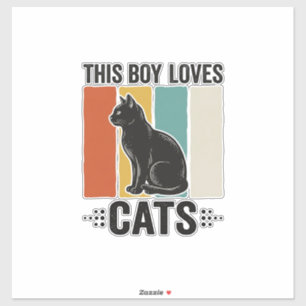 Denna Pojke Älskar Katter Retro Kattälskare Design Klistermärken