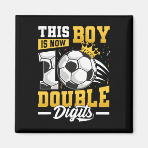 Denna Pojke Dubbla Siffror Fotboll 10 Årig Pojke F Magnet