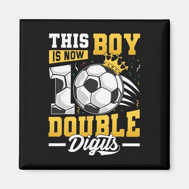 Denna Pojke Dubbla Siffror Fotboll 10 Årig Pojke F Magnet (Framsidan)