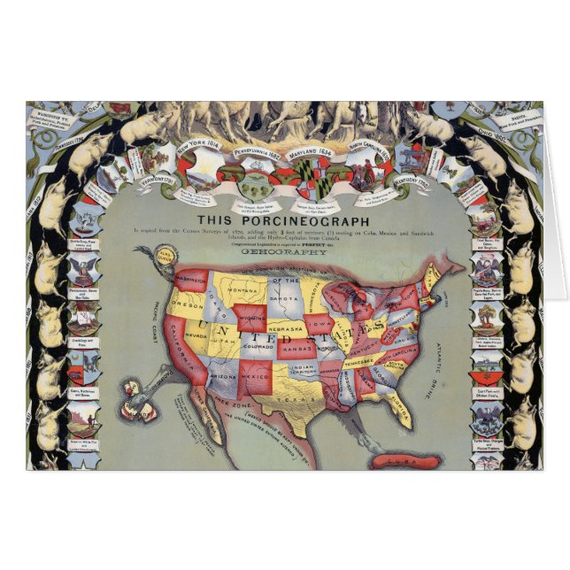 DENNA PORCINEOGRAPH, c1876 Hälsningskort (Framsidan Horizontal)