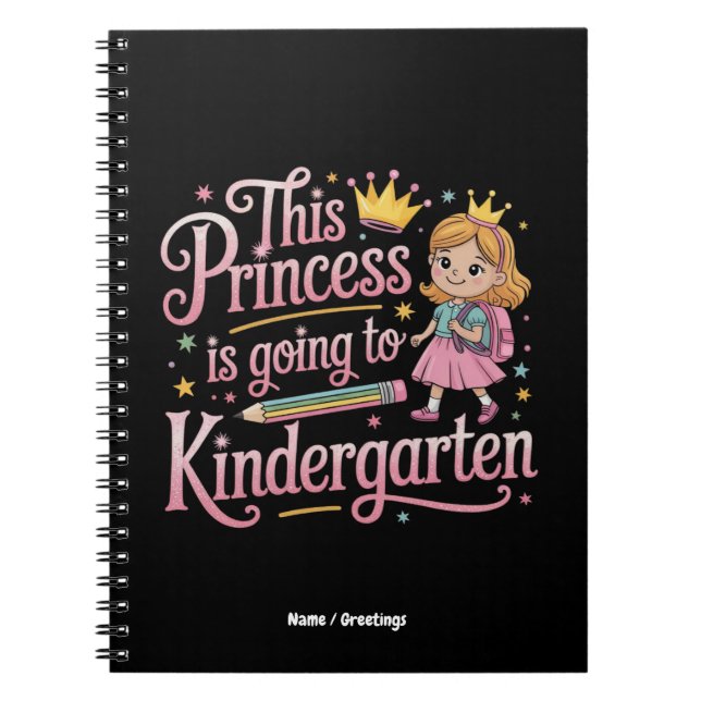 Denna prinsessa ska börja förskola Sött present Anteckningsbok (Framsidan)