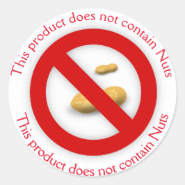 Denna produkt innehåller inte nötter runt klistermärke