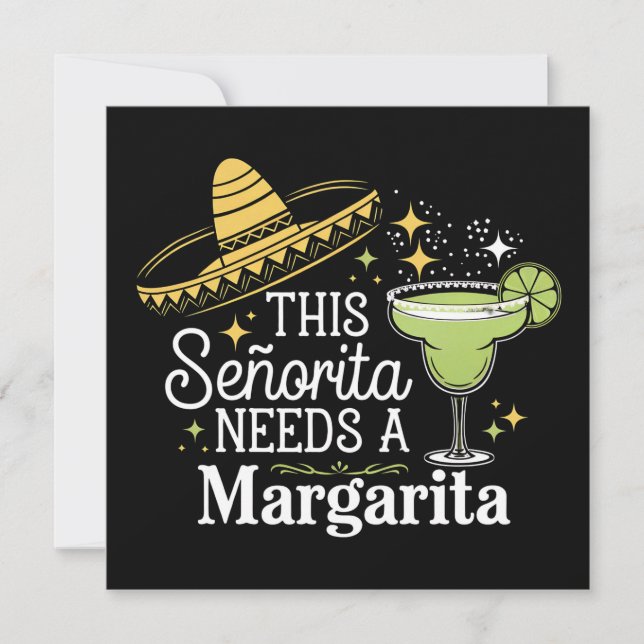 Denna senorita behöver en Margarita Cinco De Mayo Inbjudningar (Framsida)