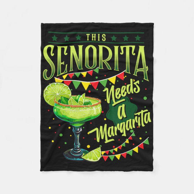 Denna senorita behöver en Margarita Funny Cinco De Fleecefilt (Framsidan)