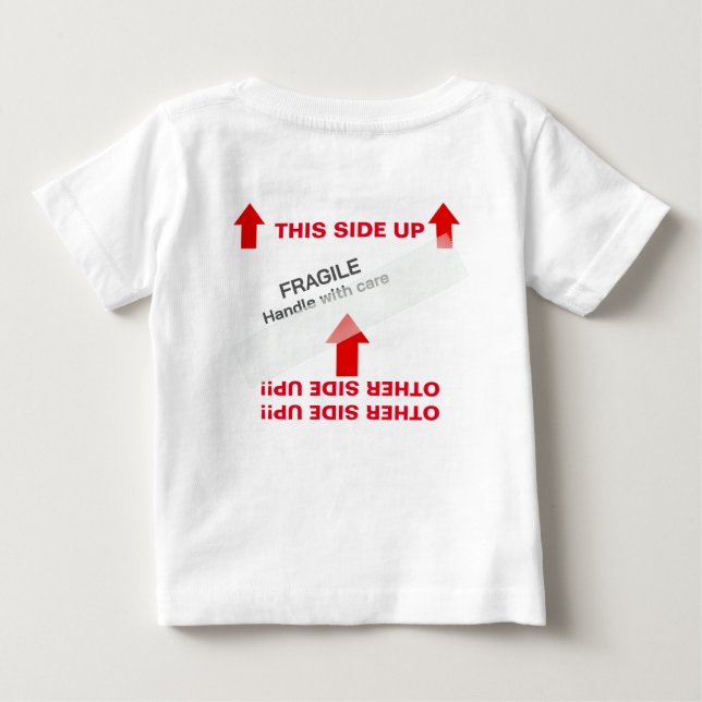 "DENNA SIDA UPPÅT" Baby Handlings-instruktioner Hu T Shirt (Baksida)