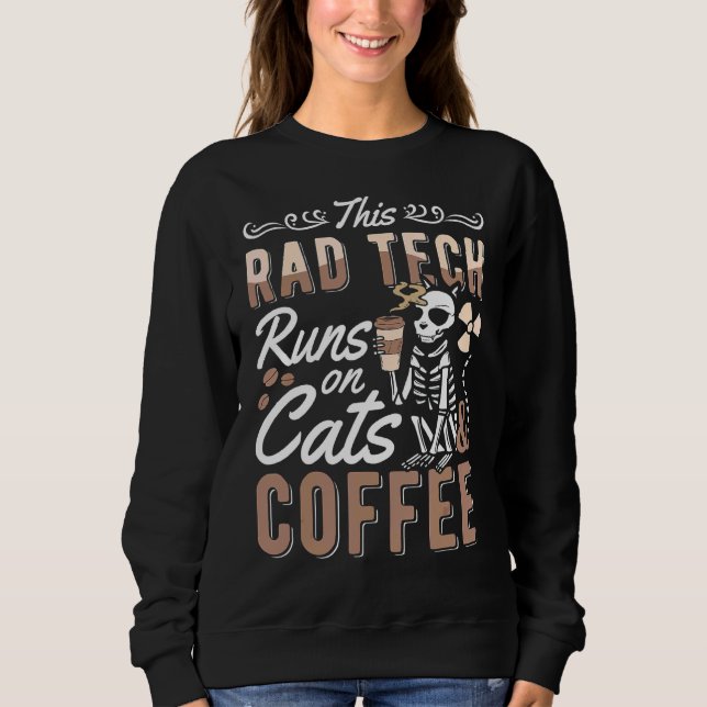 Denna Springa på röntgen på katter och kaffe Rad T Shirt (Framsida)