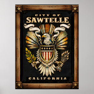 Denna symbol för staden Sawtelle Poster