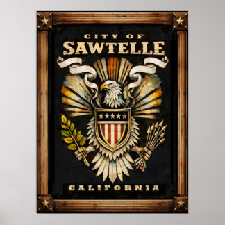 Denna symbol för staden Sawtelle Poster