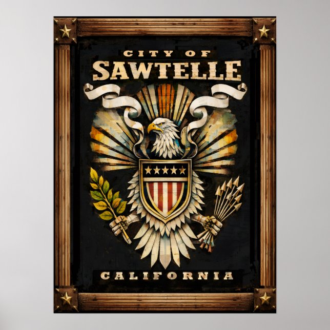 Denna symbol för staden Sawtelle Poster (Framsidan)