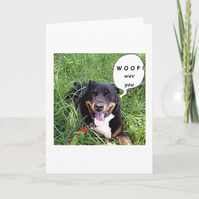 DENNA TALANDE HUND SÄGER WOOF - WUV YOU-ÅRSDAG KORT (Framsida)