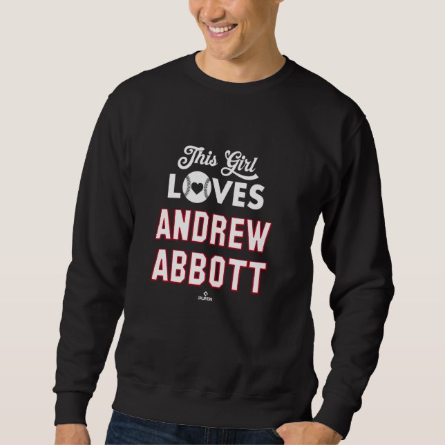 Denna tjej älskar Andrew Abbott Cincinnati Basebal Lång Ärmad Tröja (Framsida)
