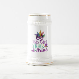 Denna tjej behöver en drink Mardi Gras ölkrus Sejdel