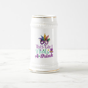 Denna tjej behöver en drink Mardi Gras ölkrus Sejdel