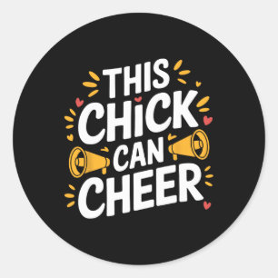 Denna tjej kan heja, hejande cheerleader hejar runt klistermärke