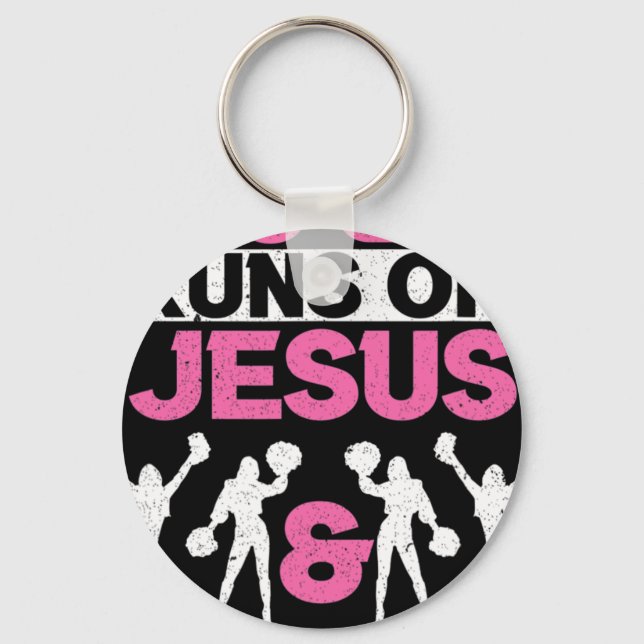 Denna Tjej Springar På Jesus Och Cheerleading Chee Nyckelring (Framsida)