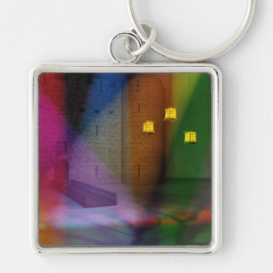 Denna underbar arrangerar av dumbommar Keychain Fyrkantig Silverfärgad Nyckelring