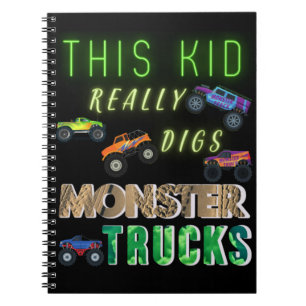 Denna unge älskar monstertruckar anteckningsbok