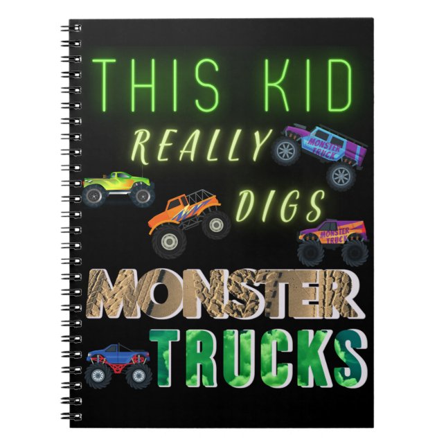 Denna unge älskar monstertruckar anteckningsbok (Framsidan)