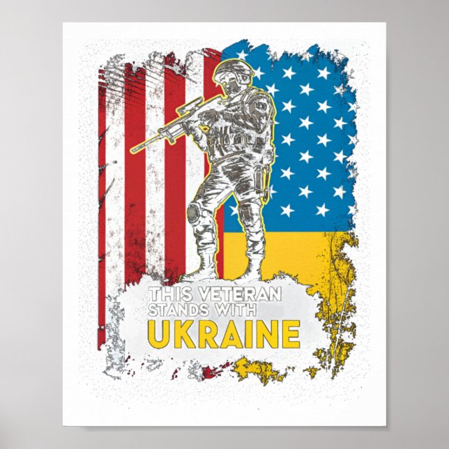 Denna veteran ligger med Ukraina som stöder Ukrain Poster (Framsidan)
