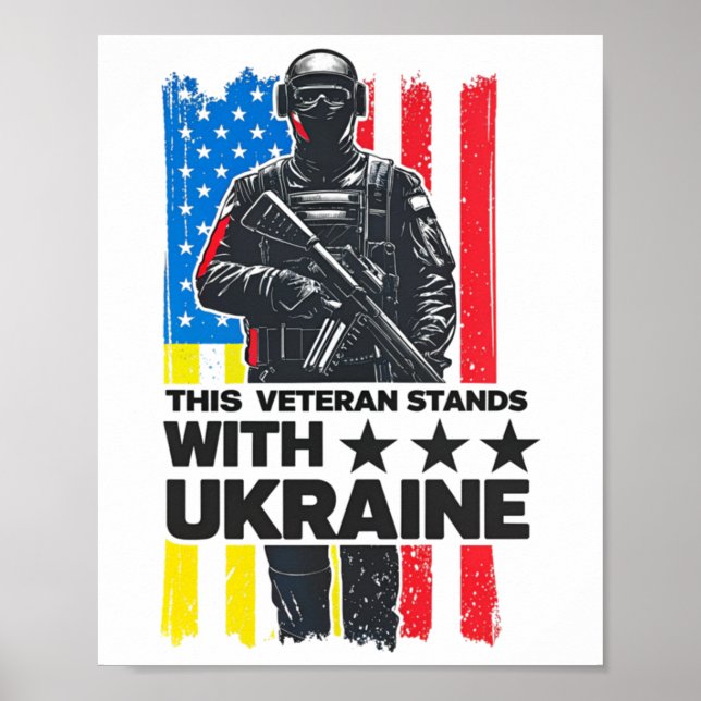 Denna veteran står med Ukraina Stöd Ukraina V Poster (Framsidan)