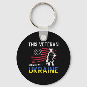 Denna veteran står med Ukraina USA Flagga Stöd Nyckelring