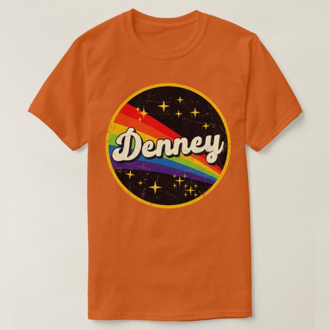 Denney Rainbow in Space Vintage GrungeStyle T Shirt (Design framsida)