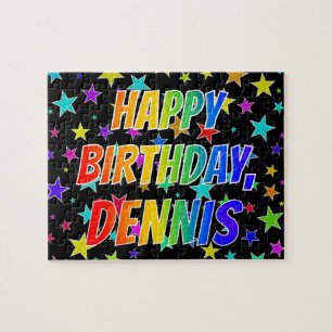 "DENNIS" Första Namn, Roligt "GRATTIS PÅ FÖDELS Pussel
