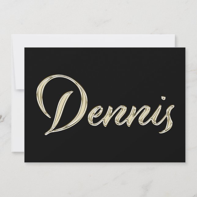 Dennis Name white gold Handwriting Karte Kort (Framsida)
