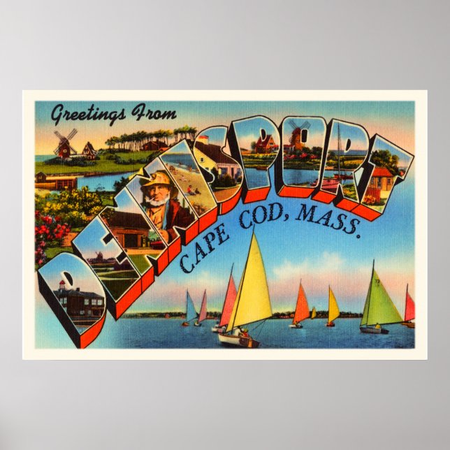 Dennisport Cape Cod Massachusetts MORSA Old Travel Poster (Framsidan)