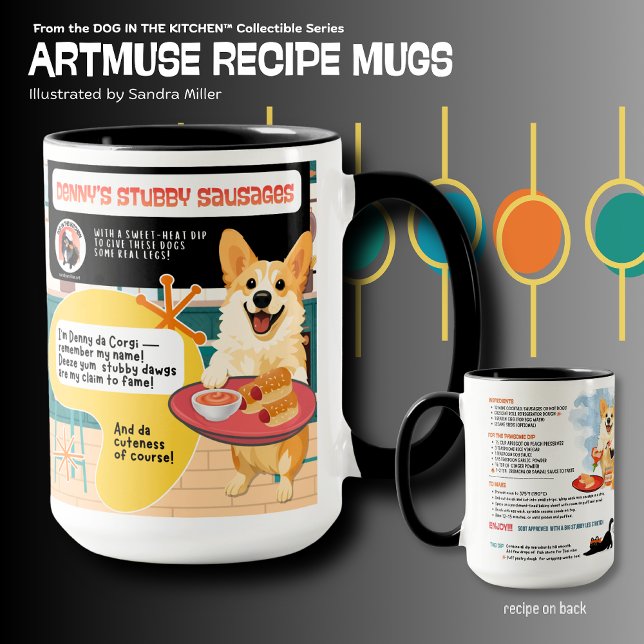 DENNY'S STUBBY SAUSAGES Corgi Art Muse Recipe  Mugg (Skapare uppladdad)