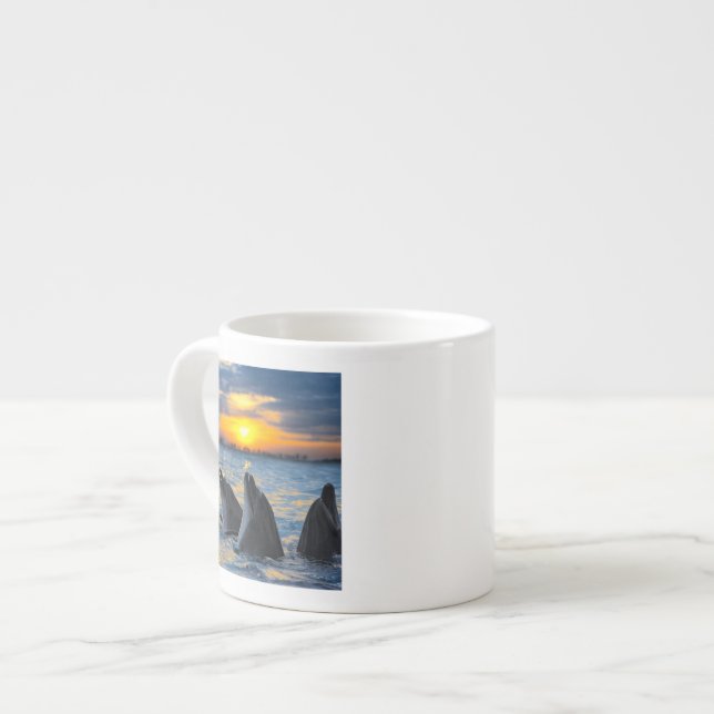Denosed delfinerna i solnedgång lätt espressomugg (Framsida vänster)