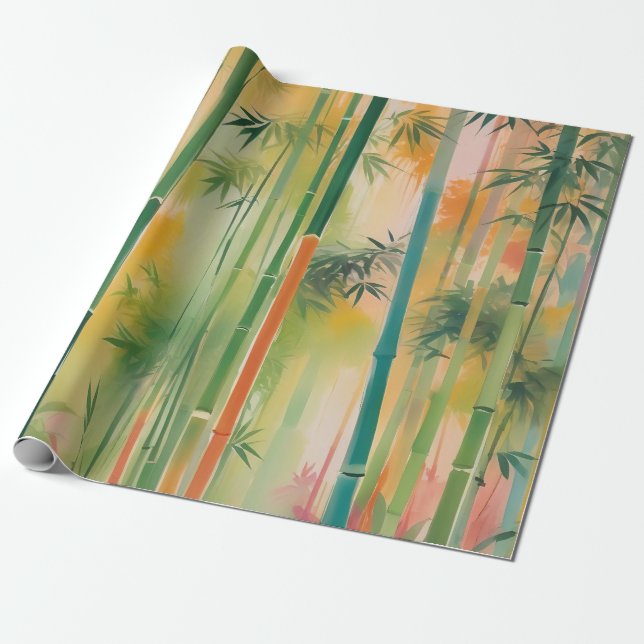 Dense Bamboo Forest vid Sunset Presentpapper (Utrullad)