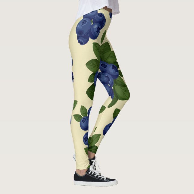 Dense Blueberry Seamless Mönster Leggings (Höger)