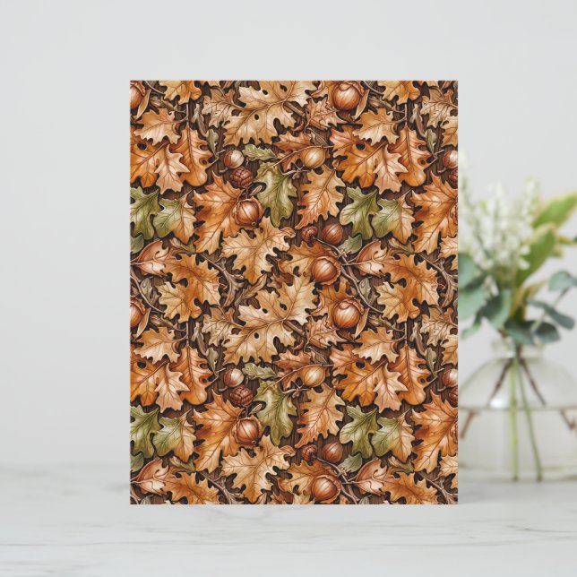 Dense Fall Foliage of Acorns and Oak Leaves Paper (Stående Fram)