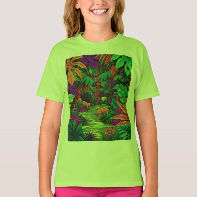 Dense Jungle Exotic Animals T Shirt (Framsida)