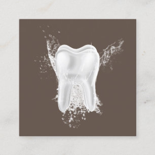 Dental 3D Tooth Professionell Brown Dentist Office Fyrkantigt Visitkort